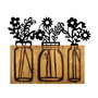 Wallity Flower 5 Escultura de pared de madera y metal en nogal y negro